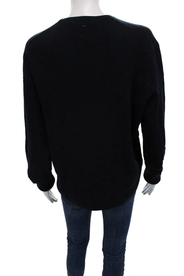 Rag & Bone 女式套衫深蓝色圆领羊毛混纺 L 码 — 第 3/4 张图片