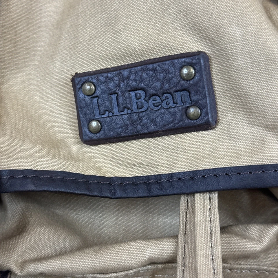 Mochila de Colección LL BEAN Mochila Continental Algodón Cera Lona Bolso de Cuero Foto 2 de 4