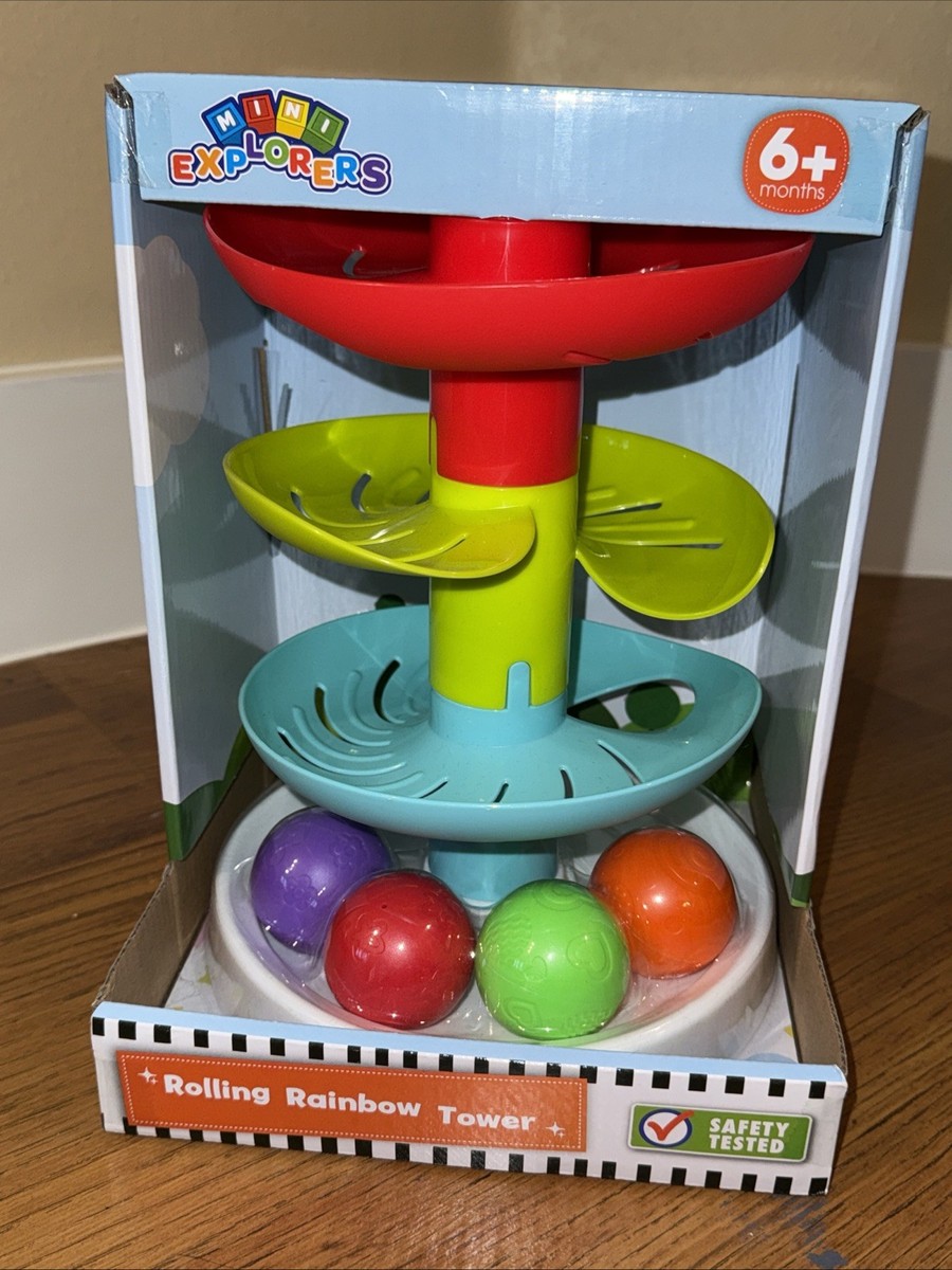 Lollipop Mini Explorers Rolling Rainbow Ball Drop Tower BPA Free Baby  Toys