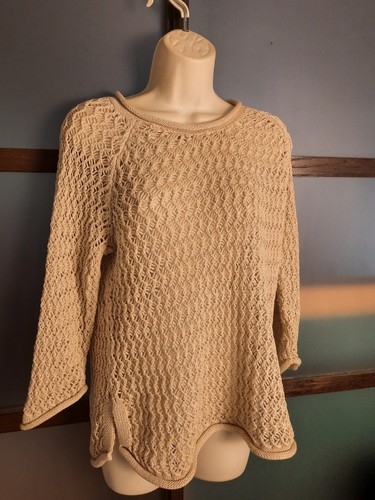Orvis Sweater Women's Size M Pullover Crochet Knit Beige - Picture 1 of 5