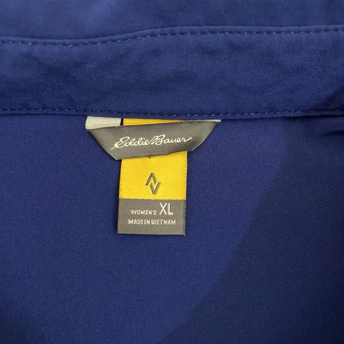 Eddie Bauer Travex Shirt Womens XL Blue Long Sleeve Button Up Roll Tab Stretch - Picture 8 of 13