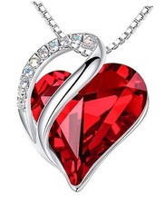 Necklaces for Women, Infinity Love Birthstone 01-January  July-Siam Ruby Red