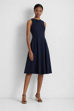 Lauren Ralph Lauren Mens Ponte Fit-and-Flare Dres Lighthouse Navy Size 4