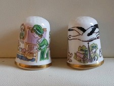 2 Vintage CAVERSWALL THIMBLES . 1 Saturday's  Child, 1 Congratulations.