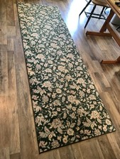 Hallway Runner Rug Green Floral 1990's, Milliken & Co, 102" x 33"