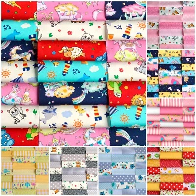 ROSE AND HUBBLE AND JOHN LOUDEN FABRICS fabric patchwork squares cotton quilting craft 30 x 4" 10cm baby animals 5X
