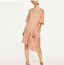 Zara Asymmetrical Ruffle Hem Shirtdress Peach Pink Women S Blogger Fav