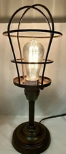 Industrial Modern 17” Accent Table Lamp Wire Cage Shade for Living Room Bedroom