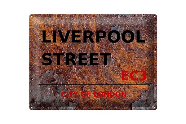 Blechschild London 40X30 Cm City Liverpool Street EC3 Metall Deko Schild-image