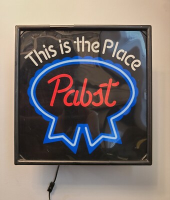 Vintage Pabst Blue Ribbon Beer Opti Neo Neon Lighted Bar Sign