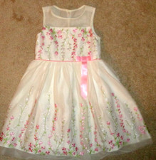 Jona Michelle Girls Floral Dress Sheer Floral Overlay Sleeveless Size 6