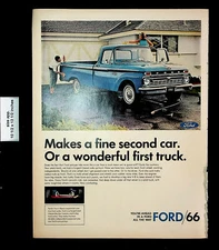 1966 Ford '66 Truck Car Wash Woman Man Blue Vintage Print Ad 27260