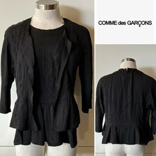 COMME des GARCONS Japan Black Floral Self-Pattern Jacket Layer Top, BlouseXS