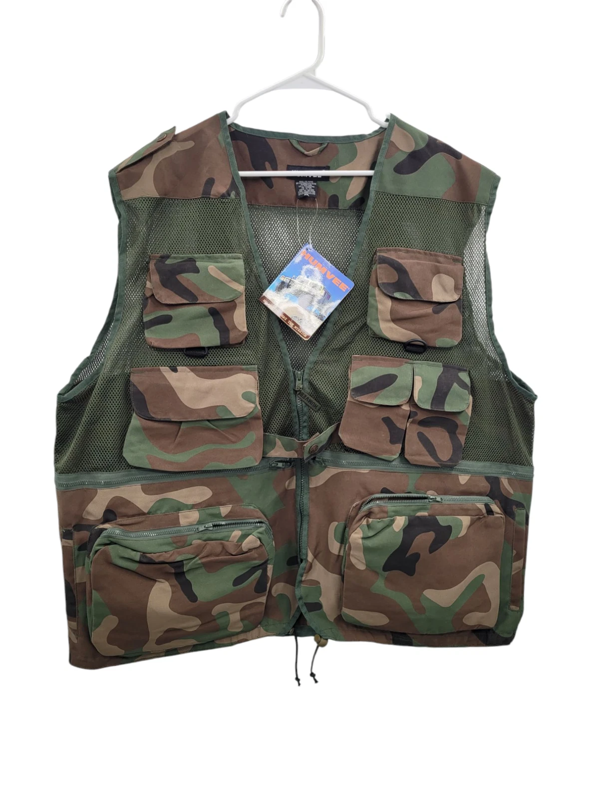 Men's Humvee Campco Woodland Camo Safari Hunting Fishing Photo Vest Sz XXL