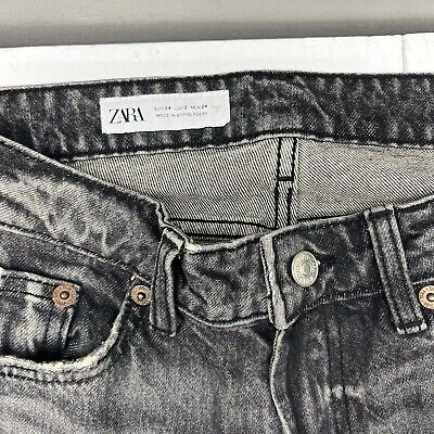Zara Gray Denim Straight Cut High Waist Faded Jeans 34 Zara Gray Denim Straight Cut High Waist Faded Jeans 34