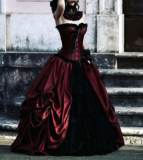 Tiered Victorian Ruched Gothic Dress Wedding Floor Length Vintage Bride Wear