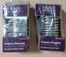 2 NEW 10 PK Home Decorators Collection Drapery Ring Set Brushed Nickle Free Ship