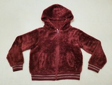 Arizona Jean Co Jacket Girls 7-8 Small Burgundy Hooded Fleece Full Zip