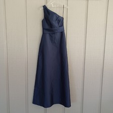 Alfred Sung Women One Shoulder A Line Gown Size 2 Pocket Color Midnight