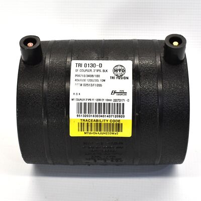 EF Coupler Electrofusion Coupling TRI 0130-D 3'' IPS BLK Tri Fusion Plumbing