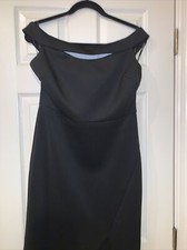 Guess Black Dress Off  Shoulder With Cutout Bodice And Front Slit Sz 12