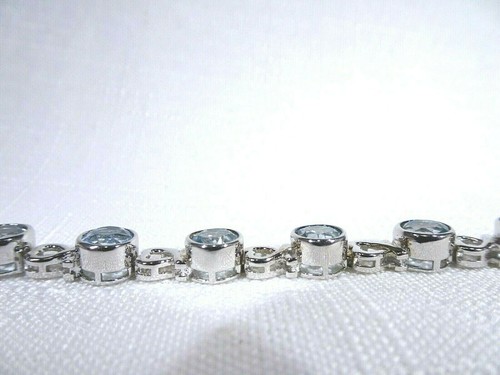 11.88ct Natural Sky Blue Topaz Solid Sterling Silver Heart Adjustable Bracelet - Bild 6 von 12