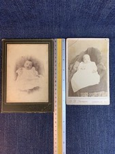 2 Antique Cabinet Cards Infants Black And White Everett Whittenberger