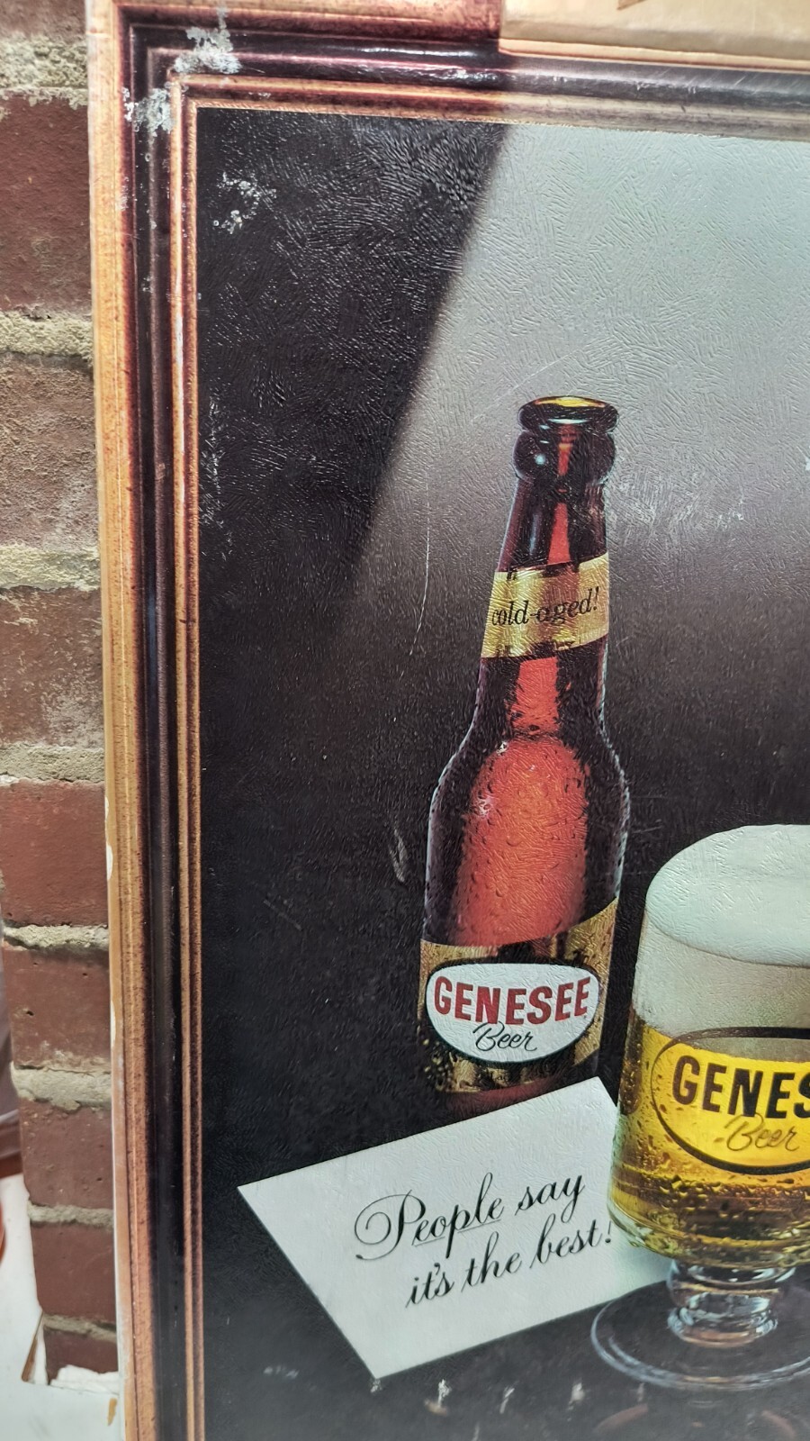 VINTAGE GENESEE BEER FOIL OVER CARDBOARD SIGN GENESEE BREWING CO
