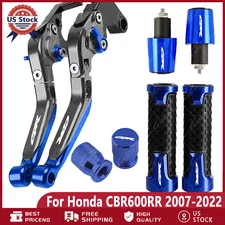 CNC For Honda CBR600RR 2007-2022 Blue Handle Grips Cap Brake Clutch Levers Sets