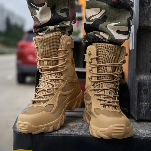 Mens Tactical Hiking Boots Military Combat Army Desert Camo Shoes Trainers // - Picture 4 of 15