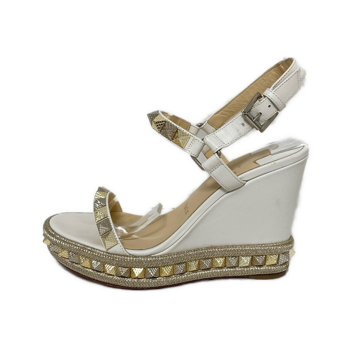 Auth CHRISTIAN LOUBOUTIN PYRACLOU 1180560 White Silver Gold Red  