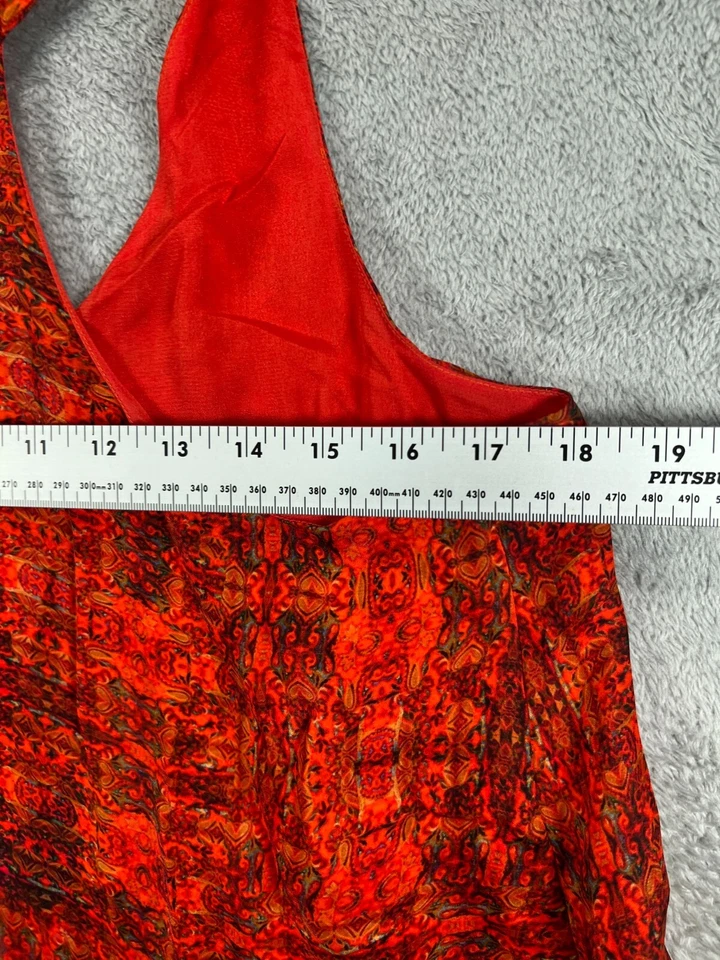 Blusa sin mangas sedosa tribal naranja mandarina boho sin mangas para mujer Foto 2 de 4