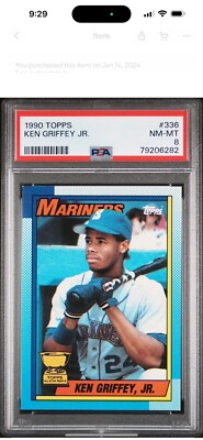 1990 TOPPS KEN GRIFFEY JR. #336 PSA 8 Rare error Printing