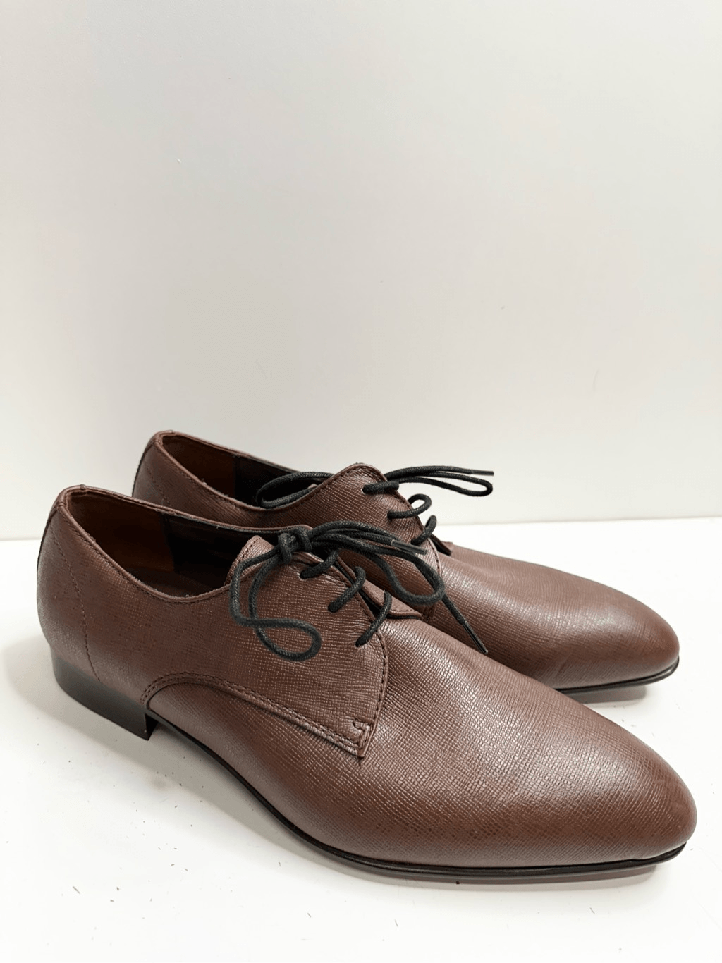 SAOLA Scarpe BP Derby uomo taglia 9 5 marrone pelle testurizzata scarpe punta liscia NUOVE