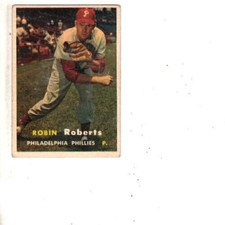 TOPPS 1957 ROBIN ROBERT - PITCHER  - PHILA PHILLIES -  TOPPS #15 TRADING CARD
