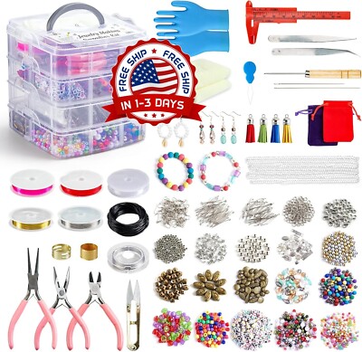 Kit bisuteria para hacer pulseras collares de aretes accesorios material  para US