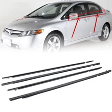 4Pcs Car Window Moulding Trim Weatherstrips Seal Fit For Honda Civic Sedan 06-11