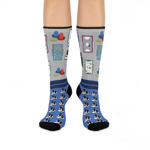 Air Hockey Socks Pucks Goals Unisex Mid Calf Crew Stretchy Colorful ORIGINAL - Picture 2 of 7
