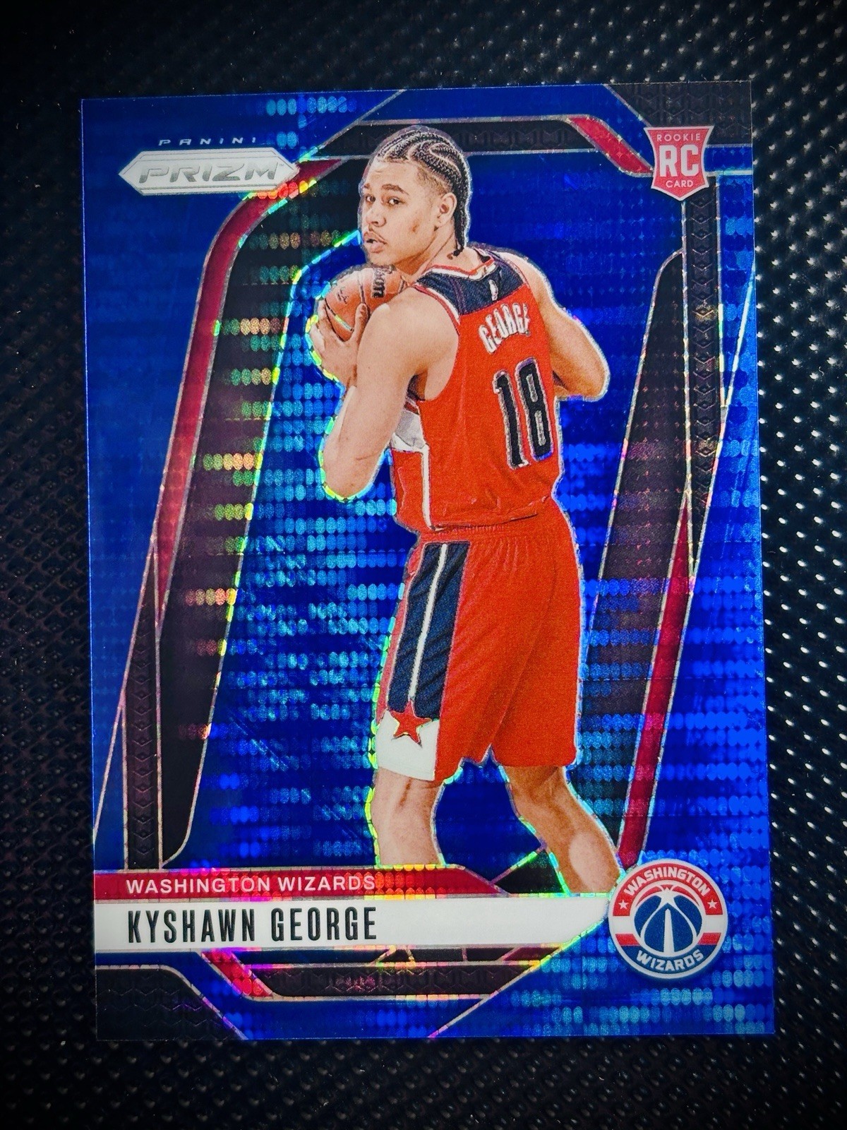 Panini 2024-25 Prizm Blue Pulsar Rookie Kyshawn George #257 Wizards /99