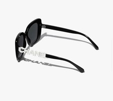 CHANEL CH5422B Women's Sunglasses, Black / White with Strass