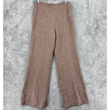 Talbots Pants Womens 12 Wide Leg Chevron Wool Trouser Career Classic Brown Zip