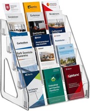 5 Tier Brochure Holder 12x13 Inch Acrylic Literature Display Stand Holds 3