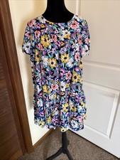 Storia Romantic Floral Tiered Babydoll Mini Dress Cottage Beach Festival Small