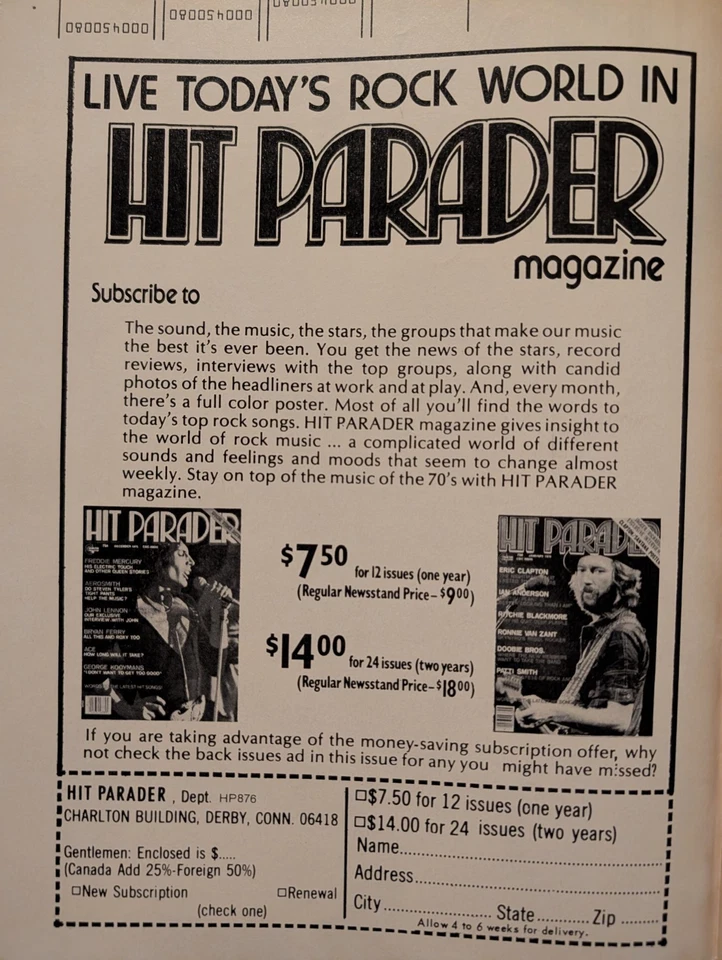 HIT PARADER Magazine August 1976 Bad Co., Bowie, Lynyrd Skynyrd, Zeppelin poster - Image 2 of 4
