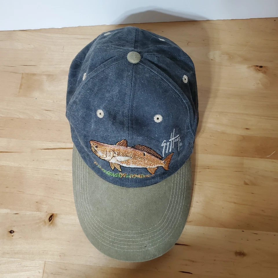 De Colección Guy Harvey Pesca Largo Bill Sombrero Gorra Bordado Pez Gris Bronceado OSFA Foto 4 de 4