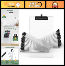 Clear Clipboard with Pen Holder - 25 Pack, 8.5x11 Low Profile Clip, Classroom 