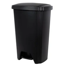 12.1 Gallon Trash Can Plastic Step on Kitchen Trash Can Black Wastebasket New