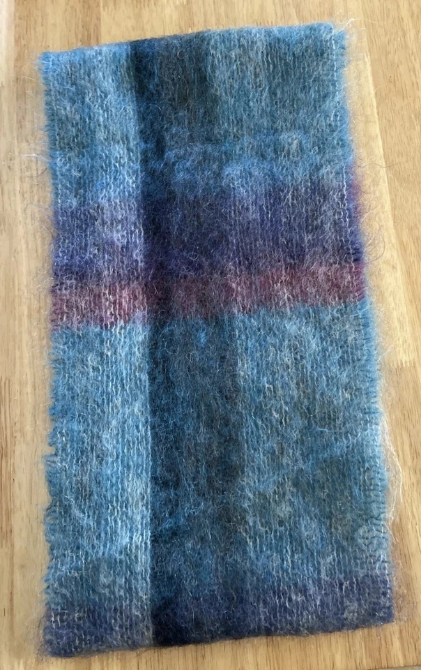 "Bufanda chal de lana mohair Royal Scot Samuel Tweed & Co. Gran Bretaña azul 9""x60""" Foto 3 de 4