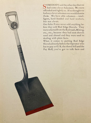 1918 AD.(N22)~WYOMING SHOVEL WORKS, WYOMING, PA. WYOMING RED EDGE SHOVELS