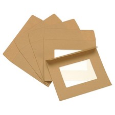 10 x Full Face Window Envelopes 4" Clear Double Sided Brown